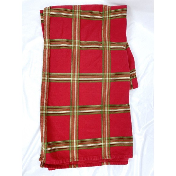 Lenox Red Holiday Gatherings Tartan Plaid Rectangular Tablecloth Fabric Cotton - Picture 1 of 6